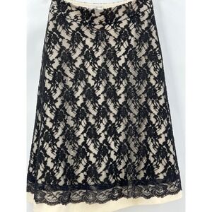 Vtg Black Lace Skirt 8 Cream Double Lining Miri NY Fairycore Whimsigoth Romantic